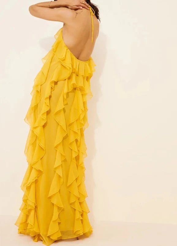 VIOLET RUFFLED DRESS
